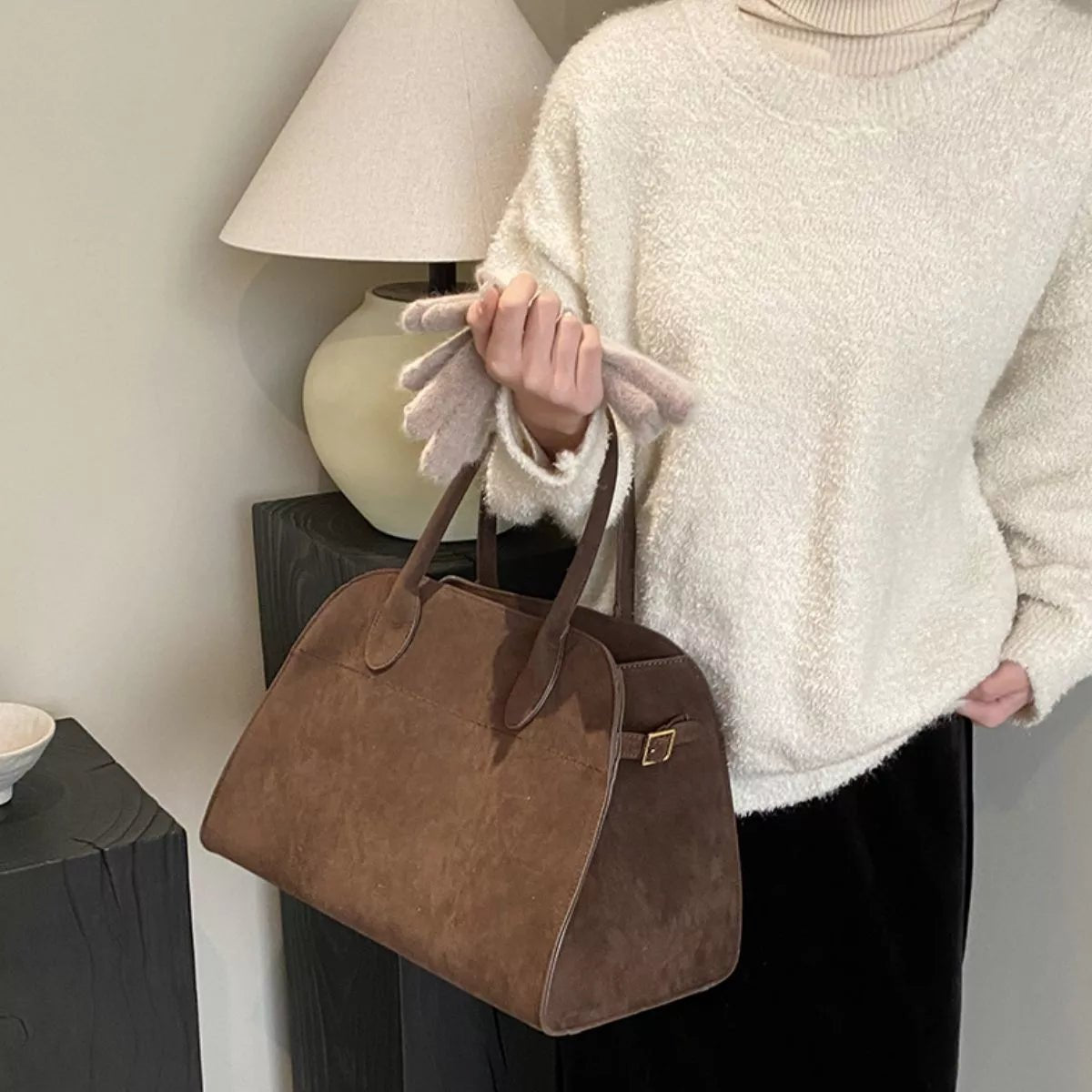 Large Suede Handbag - Q.B.Accessories