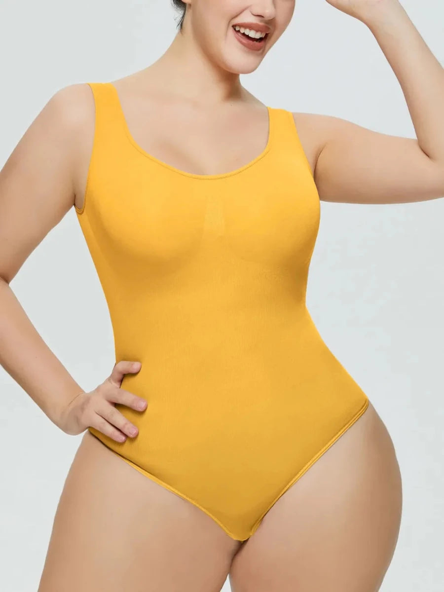 Scoop Neck Wide Strap Shaping Bodysuit - Q.B.Accessories