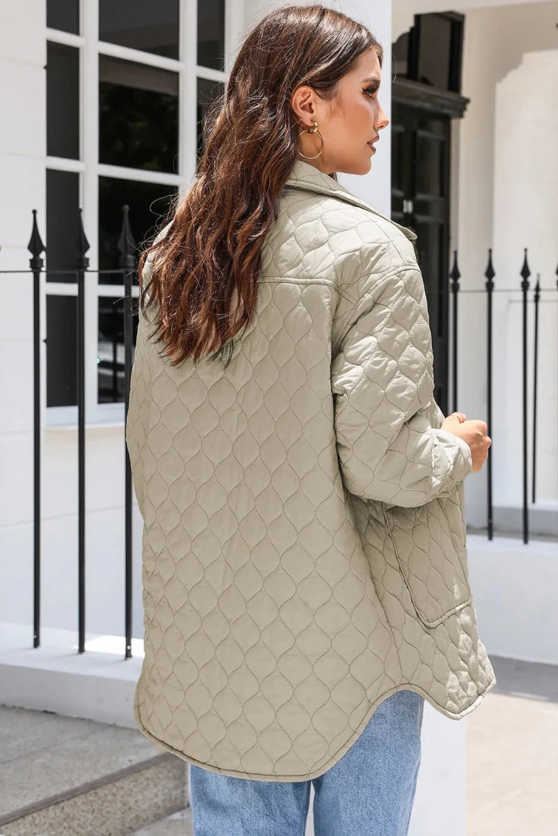 Women’s Snap-Down Collared Winter Coat - Q.B.Accessories