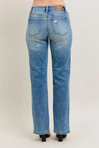 Judy Blue Full Size High Waist Vintage Wash Front Seam & Slit Straight Plus Size - Q.B.Accessories