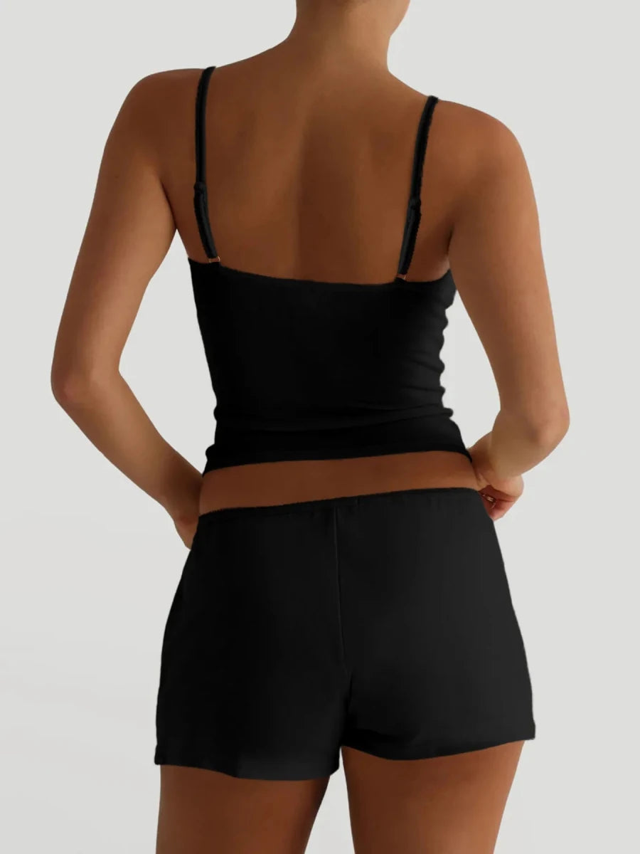 V - Neck Cami and Shorts Set - Q.B.Accessories