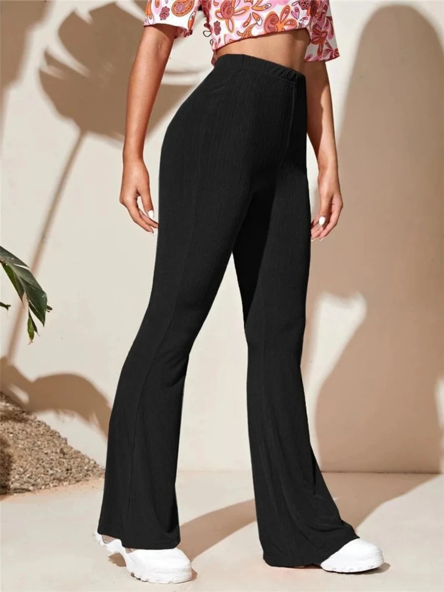 Full Size High - Waist Flare Active Pants Plus Size - Q.B.Accessories