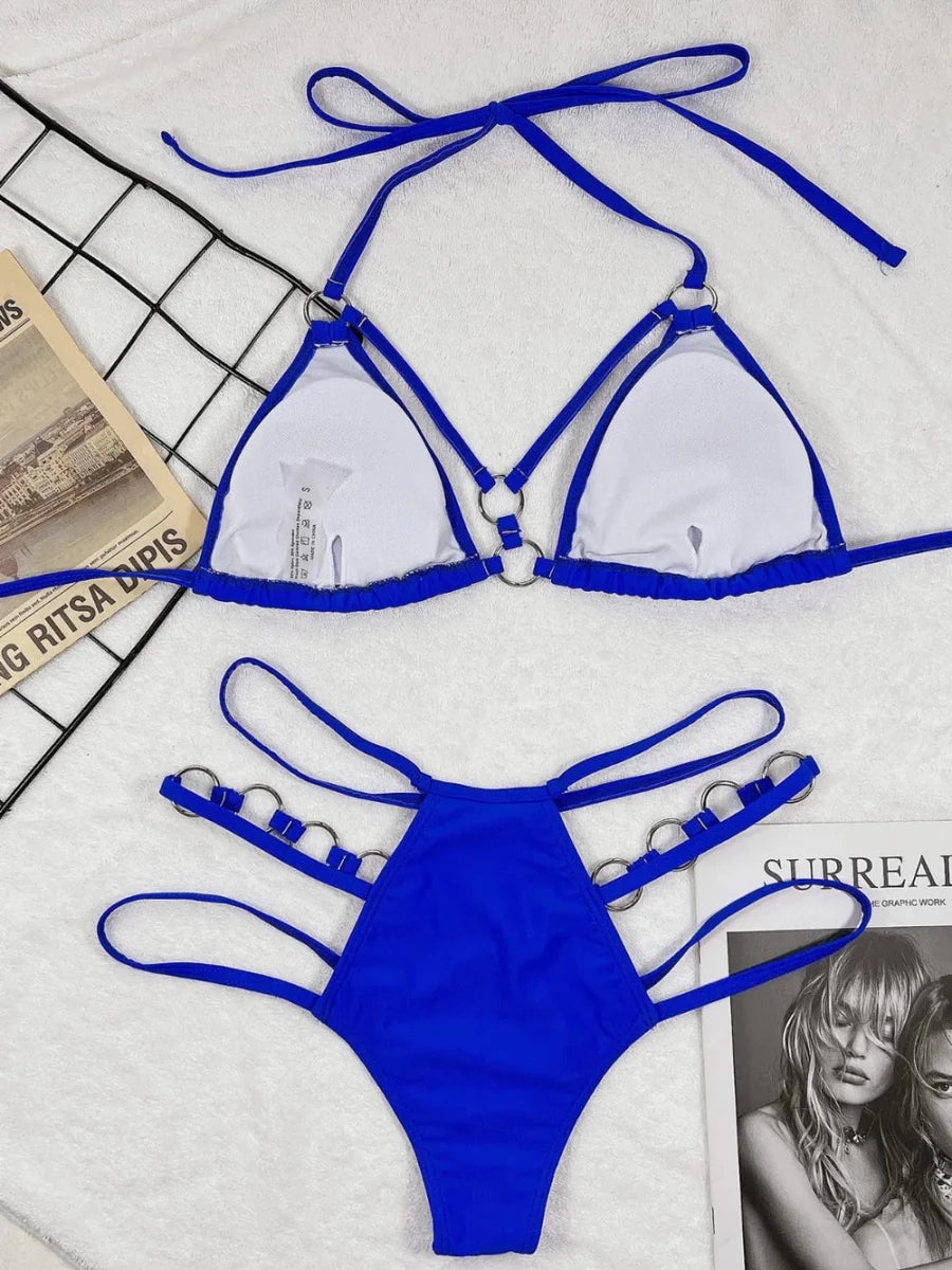 Cutout Halter Neck Two - Piece Bikini Set - Q.B.Accessories