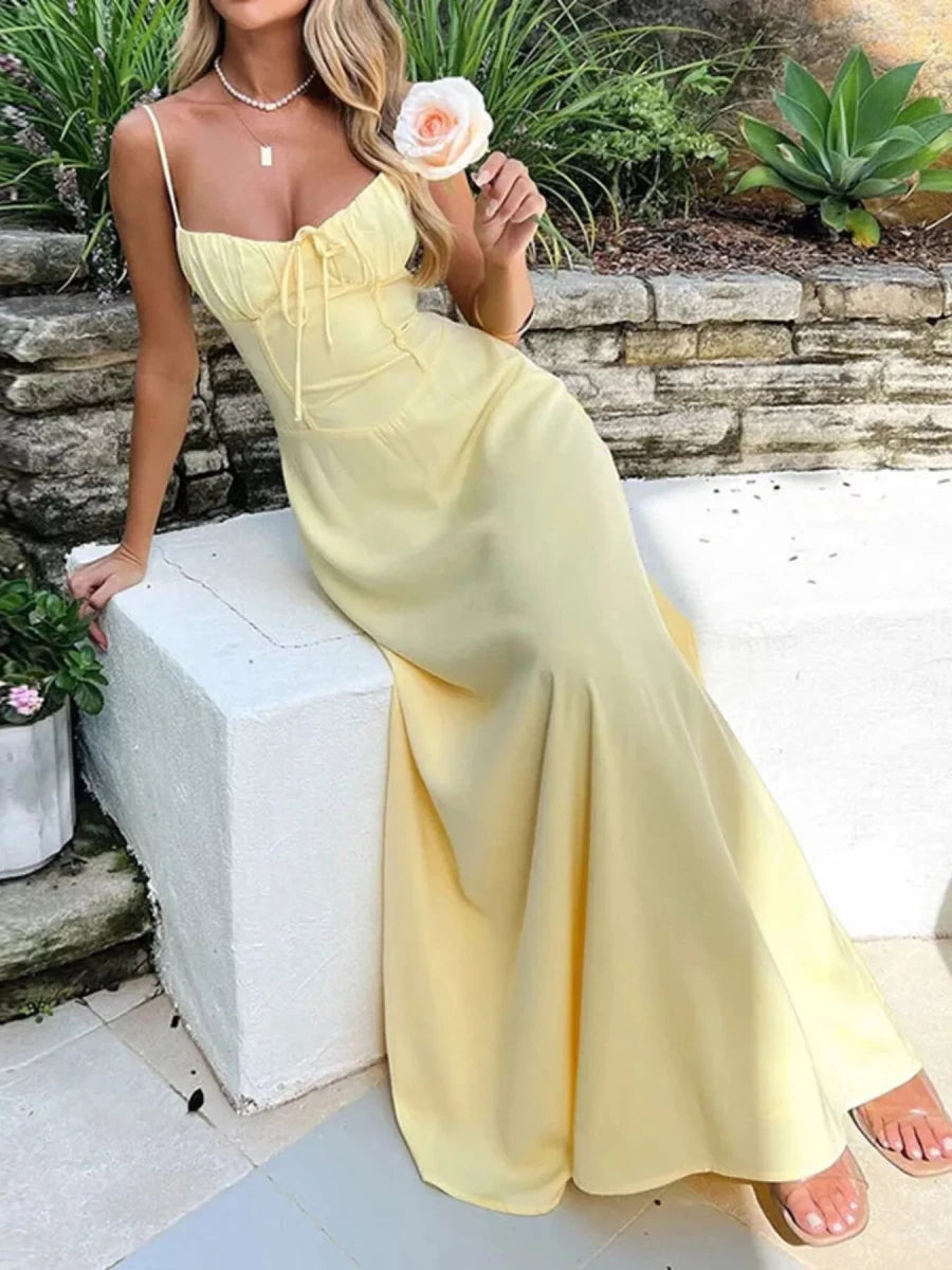 Tie Front Spaghetti Strap Maxi Dress - Q.B.Accessories