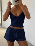 V - Neck Cami and Shorts Set - Q.B.Accessories