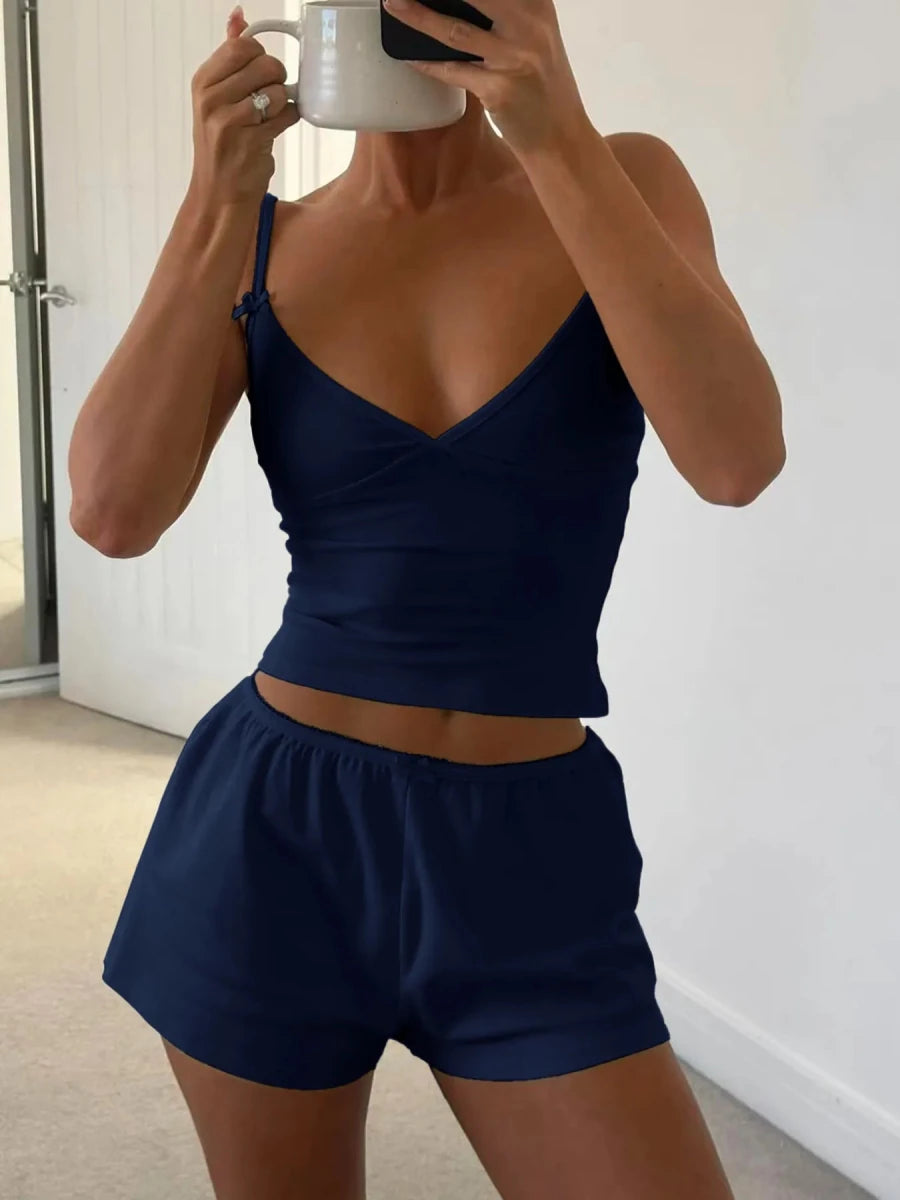 V - Neck Cami and Shorts Set - Q.B.Accessories