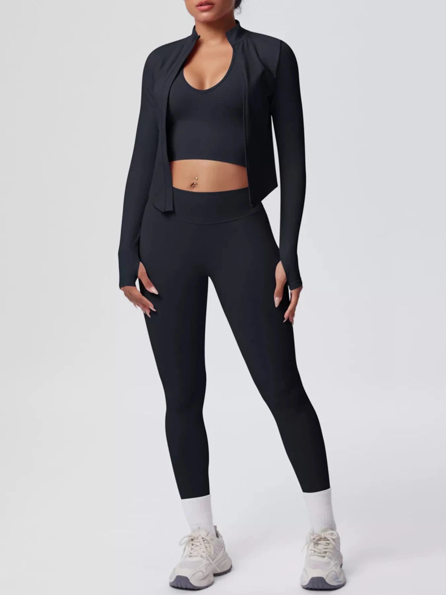 Three-Piece Zip-Up Activewear Set - Q.B.Accessories