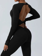 Twisted Backless Long Sleeve Jumpsuit - Q.B.Accessories