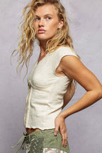 Lace Trim Textured Knit Top – Soft Feminine Style | QBA - Q.B.Accessories