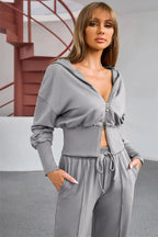 Dropped Shoulder Hoodie and Drawstring Pants Active Set - Q.B.Accessories
