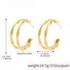 18K Gold-Plated Chunky Twisted Hoop Earrings - Q.B.Accessories
