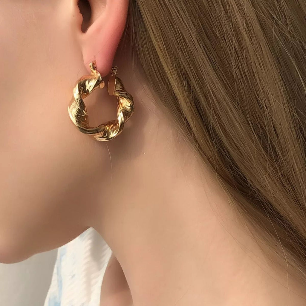Textured Hoop Earrings - Q.B.Accessories