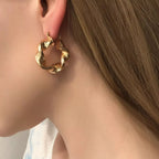 Textured Hoop Earrings - Q.B.Accessories