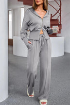 Dropped Shoulder Hoodie and Drawstring Pants Active Set - Q.B.Accessories
