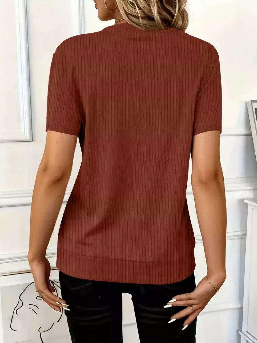 Half Zip Short Sleeve Top - Q.B.Accessories