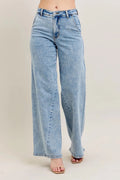 Judy Blue Full Size High Waist Wide Leg Jeans with Skewed Inseam Plus Size - Q.B.Accessories