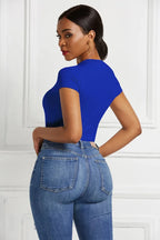 Round Neck Short Sleeve Bodysuit - Q.B.Accessories