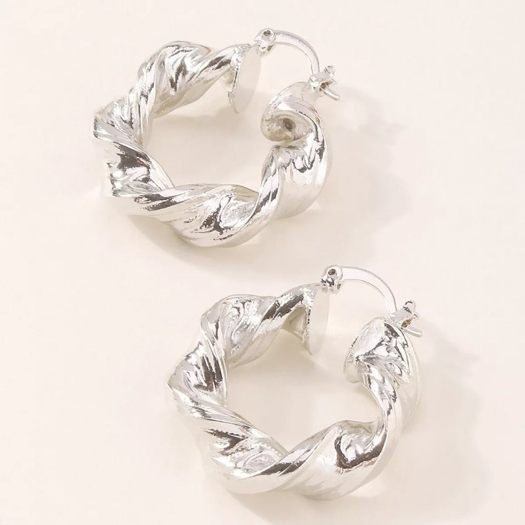 Textured Hoop Earrings - Q.B.Accessories