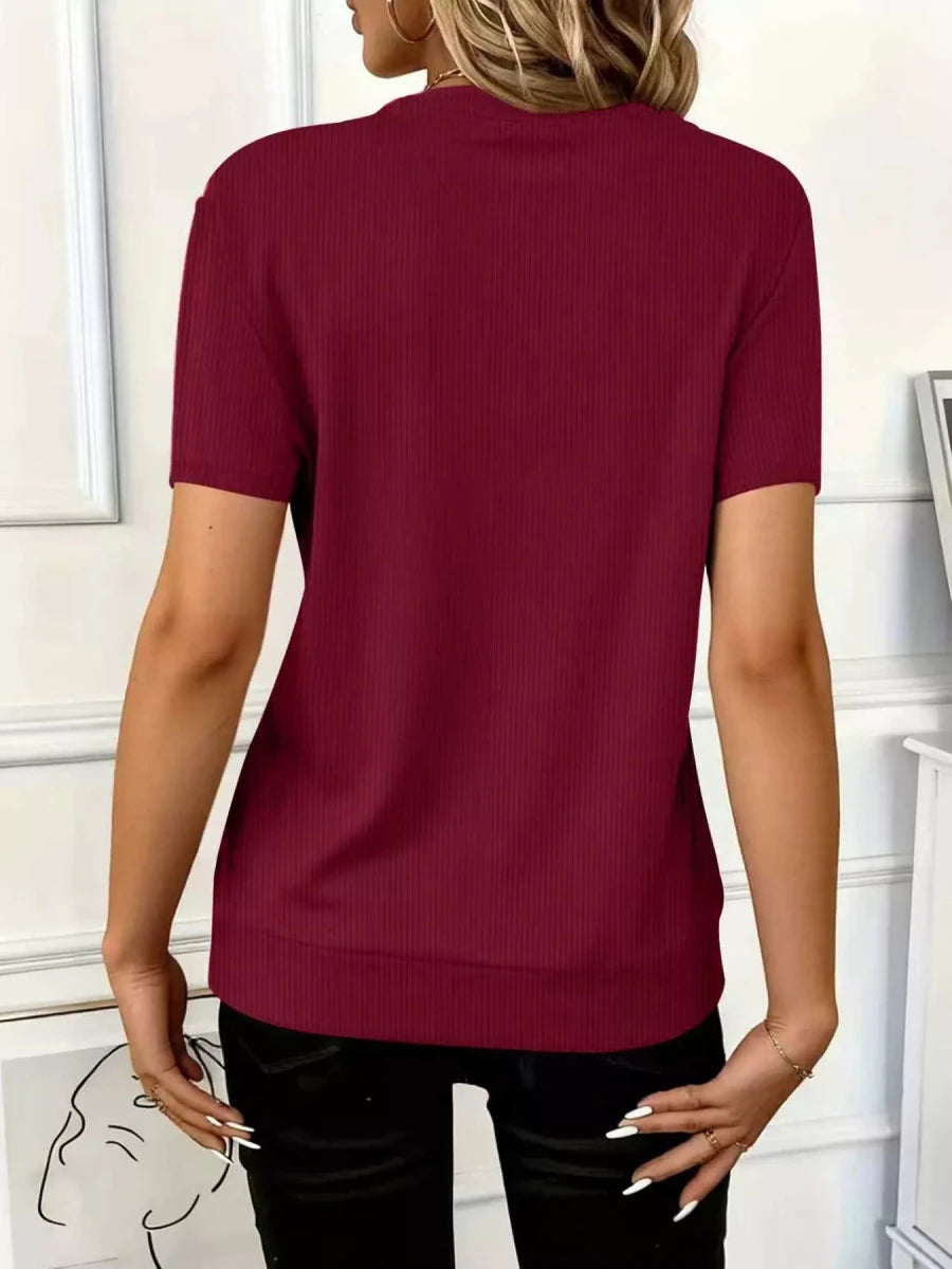Half Zip Short Sleeve Top - Q.B.Accessories