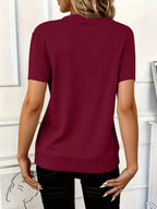 Half Zip Short Sleeve Top - Q.B.Accessories