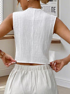 Textured Button - Down Vest - Q.B.Accessories
