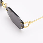 Rimless Oval Gold-Frame Sunglasses - Q.B.Accessories