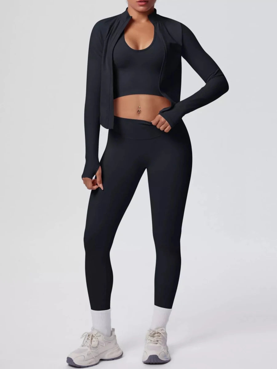 Three-Piece Zip-Up Activewear Set - Q.B.Accessories