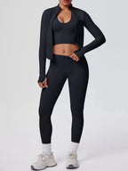 Three-Piece Zip-Up Activewear Set - Q.B.Accessories