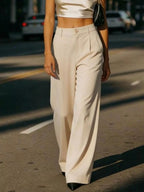 High - Waisted Wide - Leg Pleated Pants - Q.B.Accessories