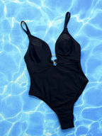Crisscross Spaghetti Strap Plunge One - Piece Swimwear - Q.B.Accessories