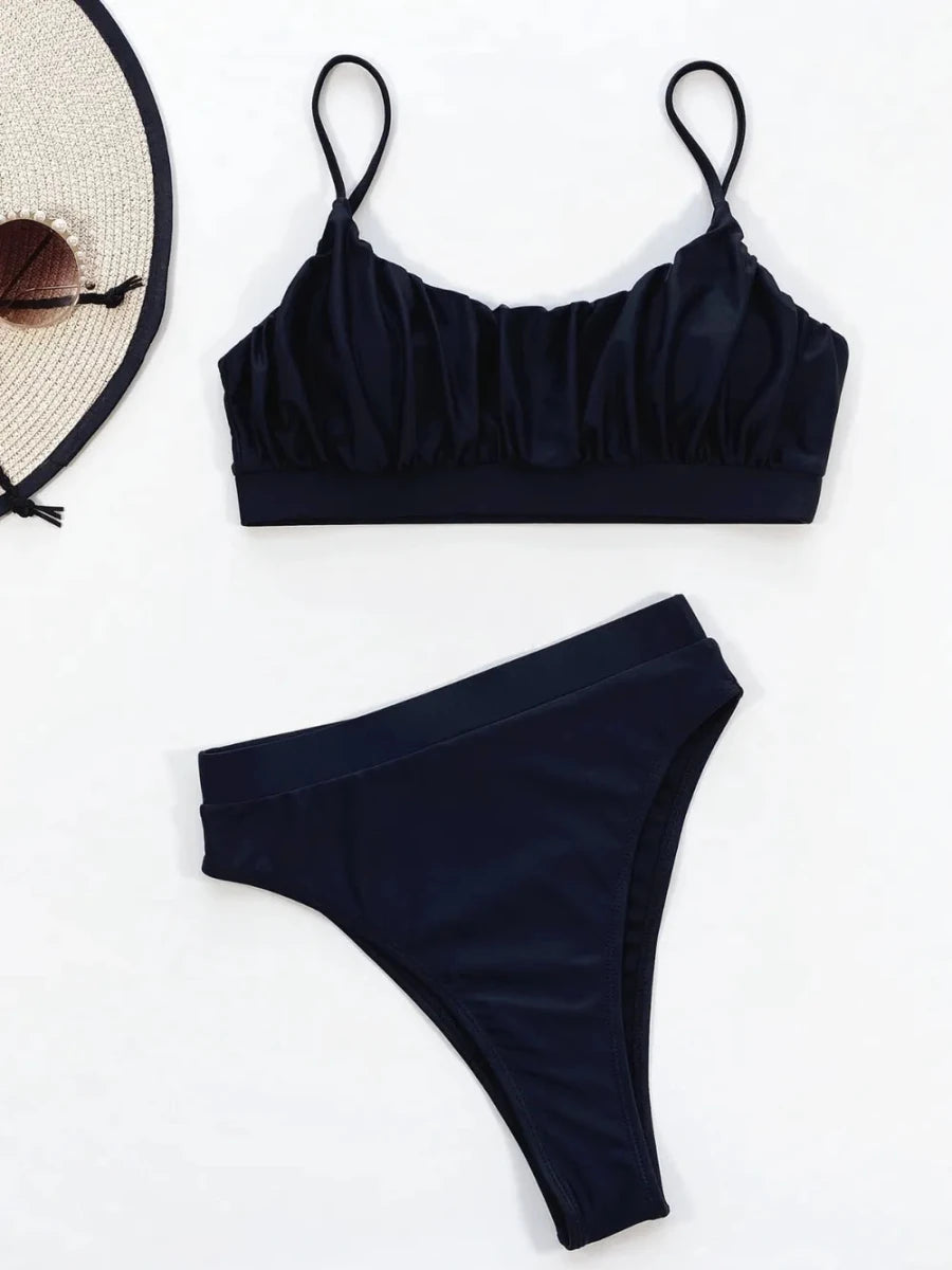 Adjustable Strap Ruched Two - Piece Swim Set - Q.B.Accessories