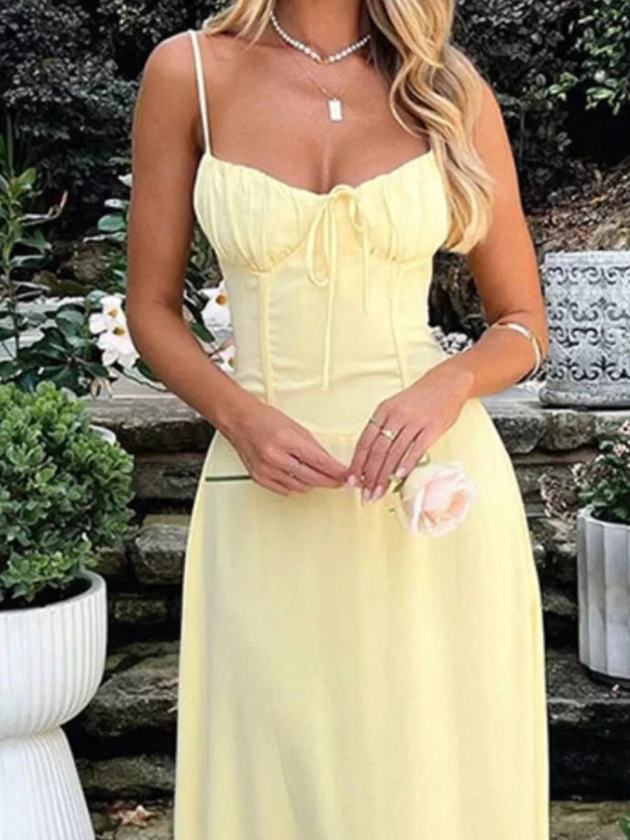 Tie Front Spaghetti Strap Maxi Dress - Q.B.Accessories