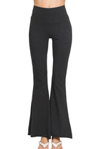 Zenana Raw Edge Hem Flare Yoga Pants - Q.B.Accessories