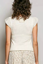 Lace Trim Textured Knit Top – Soft Feminine Style | QBA - Q.B.Accessories