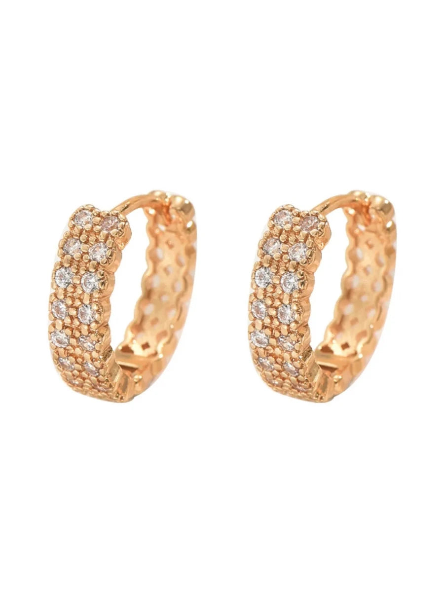 Inlaid Zircon Hoop Earrings - Q.B.Accessories