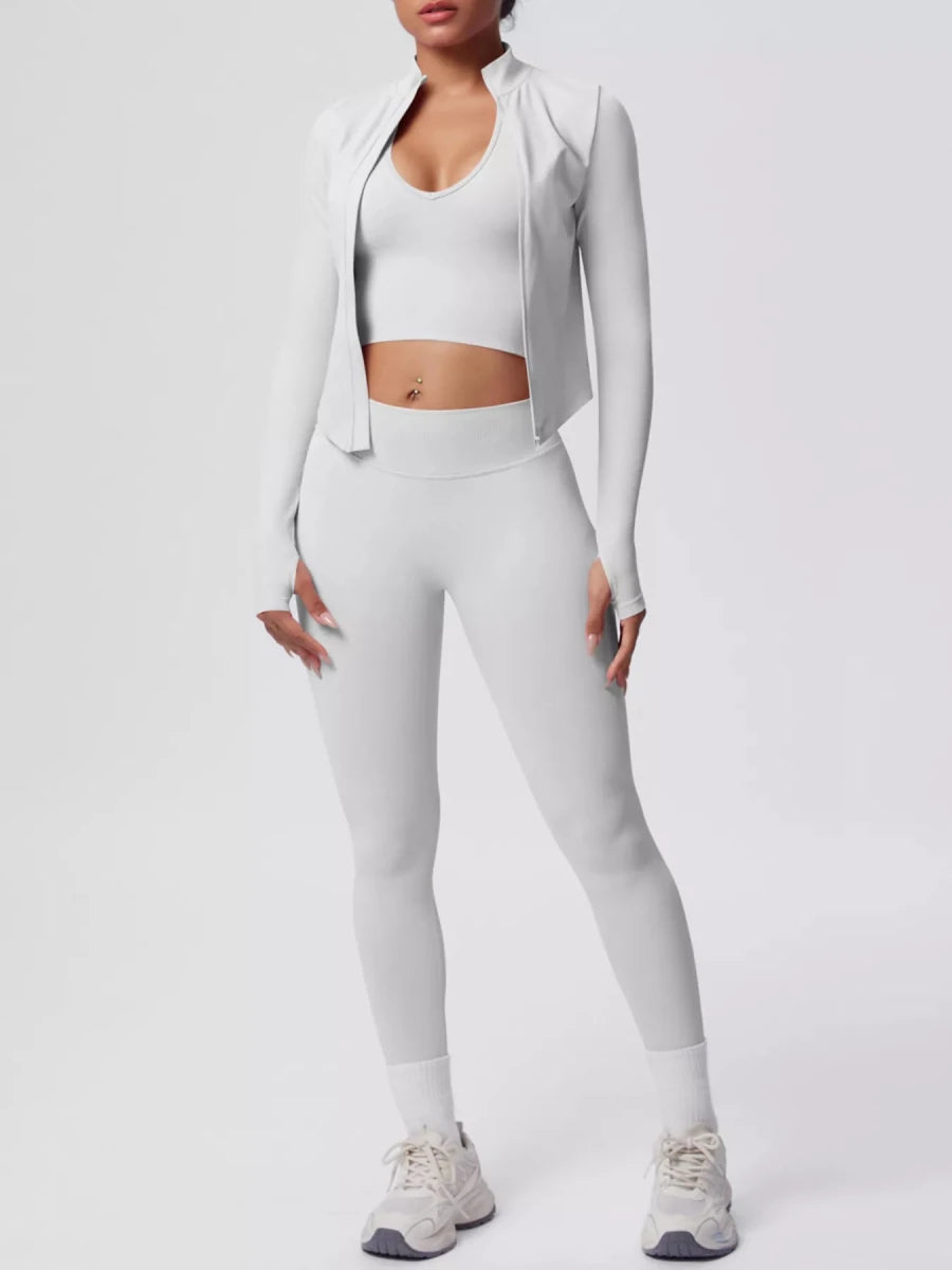 Three-Piece Zip-Up Activewear Set - Q.B.Accessories