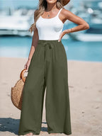 Full Size Drawstring Waist Wide Leg Pants Plus Size - Q.B.Accessories
