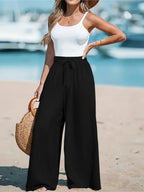 Full Size Drawstring Waist Wide Leg Pants Plus Size - Q.B.Accessories