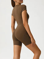 Half Zip Short Sleeve Active Romper - Q.B.Accessories