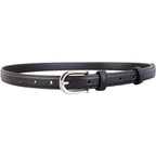 Leather Skinny Belt with Silver Buckle - Q.B.Accessories