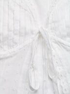 Lace Trim Tie Front Sleeveless Shirt - Q.B.Accessories