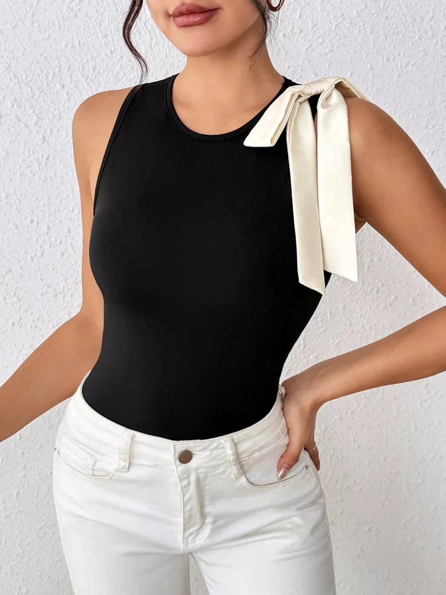 Bow Detail Sleeveless Bodysuit - Q.B.Accessories