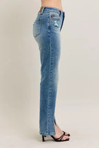 Judy Blue Full Size High Waist Vintage Wash Front Seam & Slit Straight Plus Size - Q.B.Accessories