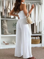 Smocked Wide-Leg Tube Jumpsuit - Q.B.Accessories