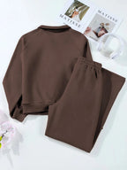 Collared Sweatshirt and High Waist Pants Active Set - Q.B.Accessories