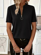Half Zip Short Sleeve Top - Q.B.Accessories