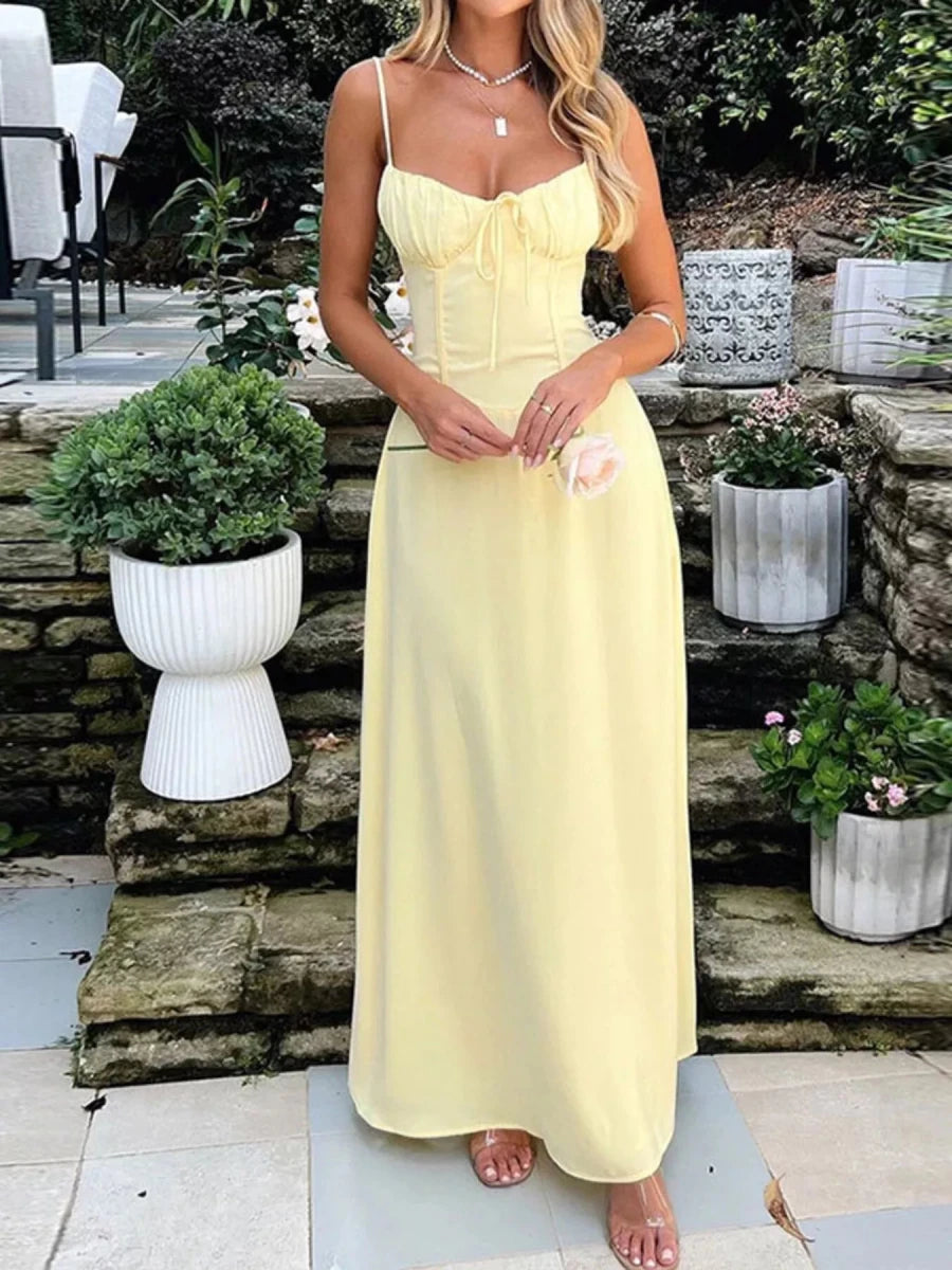 Tie Front Spaghetti Strap Maxi Dress - Q.B.Accessories