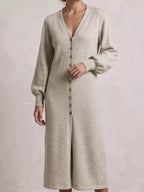 Women’s Button-Front Longline Sweater Dress - Q.B.Accessories