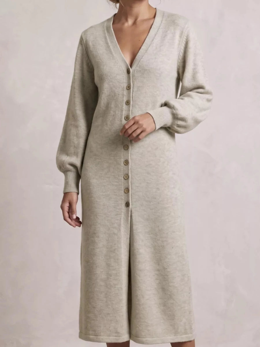 Women’s Button-Front Longline Sweater Dress - Q.B.Accessories