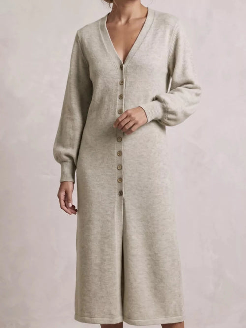 Women’s Button-Front Longline Sweater Dress - Q.B.Accessories